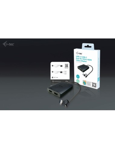 i-tec USB-A USB-C Dual 4K 60 Hz HDMI Video Adapter