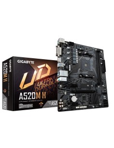Gigabyte Scheda madre A520M H - Supporta CPU AMD Ryzen serie 5000 AM4, VRM digitale puro 4+3 fasi, fino a 5100MHz DDR4 (OC),
