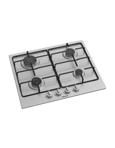 Hisense GM642XF piano cottura Nero, Acciaio inox Da incasso 61 cm Gas 4 Fornello(i)