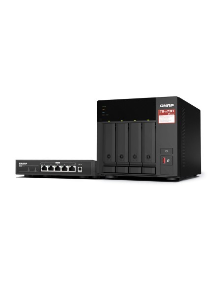 QNAP TS-473A + QSW-1105-5T Bundle Pack NAS Tower Collegamento ethernet LAN Nero V1500B