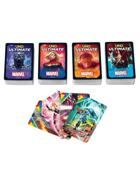 Games Uno Ultimate Marvel Gioco Di Carte Con 4 Carte Laminate Da Collezione  Black Panther, Captain Marvel, Iron Man E Thor