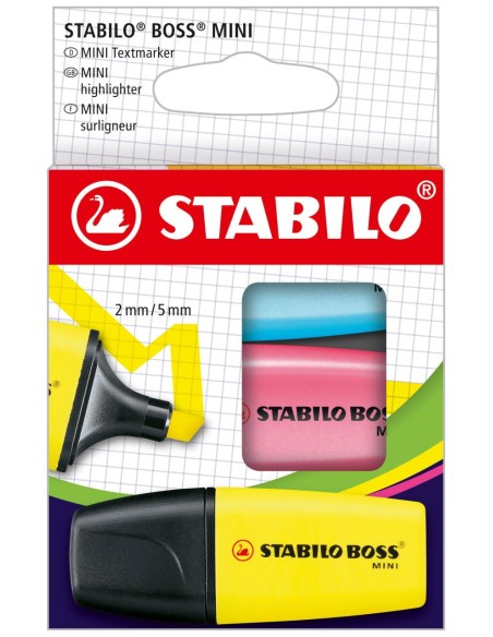 STABILO BOSS MINI evidenziatore 3 pz Punta smussata Blu, Rosa, Giallo