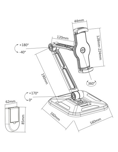 InLine Supporto universale per tablet 4,7 "-12,9", per tavolo o parete