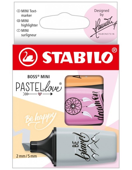 STABILO BOSS MINI Pastellove Edition 2.0 evidenziatore 3 pz Fucsia, Grigio, Arancione