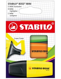 STABILO BOSS Mini evidenziatore 3 pz Punta smussata Verde, Arancione, Giallo
