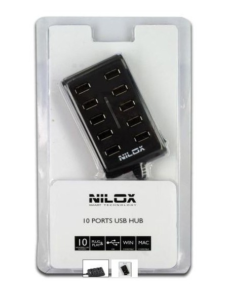 Nilox 10NXHU00XP001 hub di interfaccia 480 Mbit s Nero