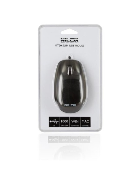 Nilox MT20 mouse Viaggio Ambidestro USB tipo A Ottico 1000 DPI