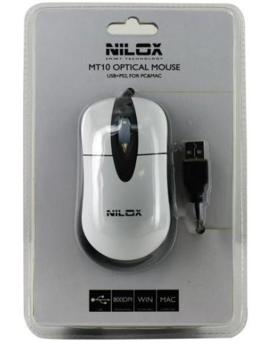Nilox 10NXMP0026002 mouse Ufficio Ambidestro USB Type-A + PS 2 Ottico 800 DPI