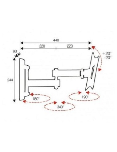 Nilox AMOM06116 Supporto TV a parete 94 cm (37") Nero