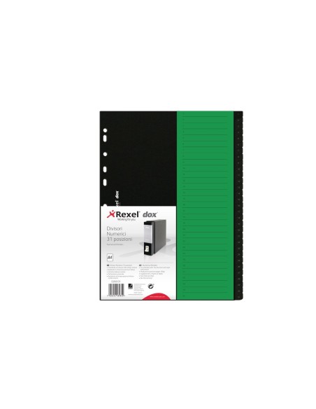 Rexel D266131 intercalare Cartella a soffietto espandibile Nero, Verde