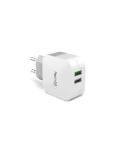 Celly TC2USBTURBO Caricabatterie per dispositivi mobili Smartphone, Tablet Bianco AC Interno