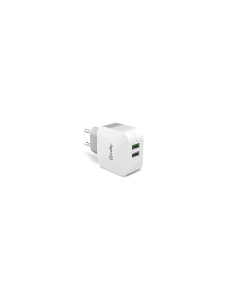 Celly TC2USBTURBO Caricabatterie per dispositivi mobili Smartphone, Tablet Bianco AC Interno