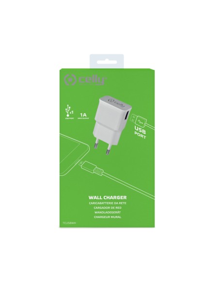 Celly TCUSBWH Caricabatterie per dispositivi mobili Universale Bianco AC Interno