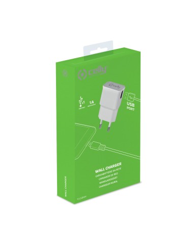 Celly TCUSBWH Caricabatterie per dispositivi mobili Universale Bianco AC Interno