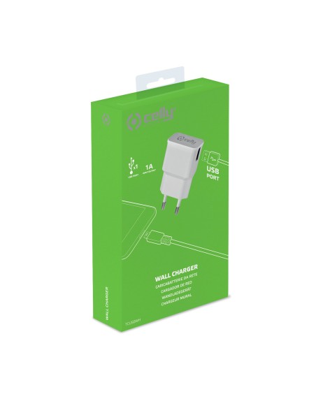 Celly TCUSBWH Caricabatterie per dispositivi mobili Universale Bianco AC Interno