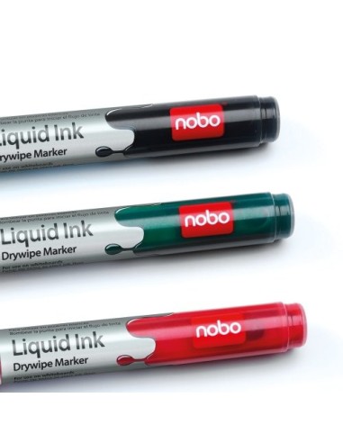 Nobo Pennarelli Liquid Ink cancellabili a secco nero (12)