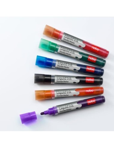 Nobo Pennarelli Liquid Ink cancellabili a secco nero (12)