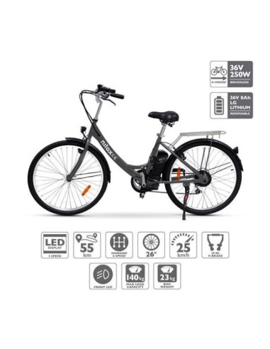 Nilox 30NXEB266V001 bicicletta elettrica Nero Acciaio 66 cm (26") 23 kg