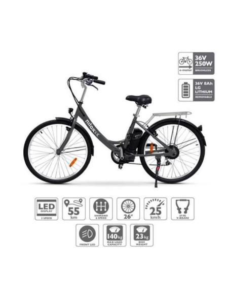 Nilox 30NXEB266V001 bicicletta elettrica Nero Acciaio 66 cm (26") 23 kg