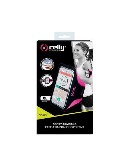 Celly ARMBANDXLPK custodia per cellulare 12,7 cm (5") Fascia da braccio Nero, Rosa