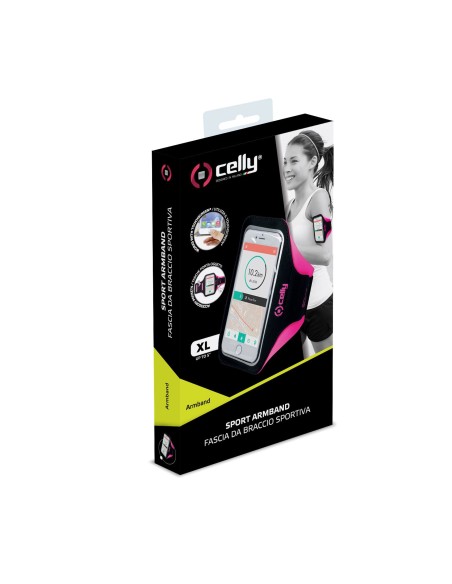 Celly ARMBANDXLPK custodia per cellulare 12,7 cm (5") Fascia da braccio Nero, Rosa