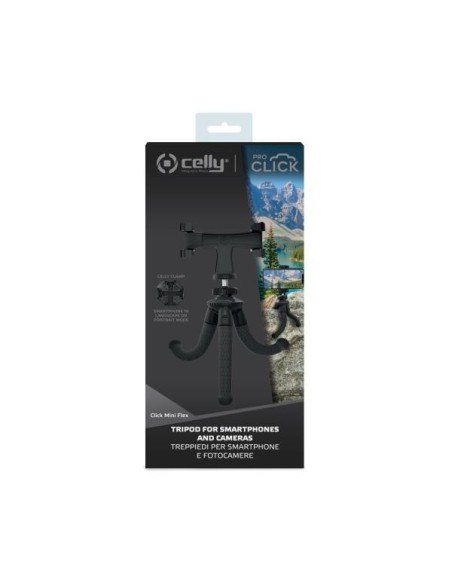 Celly FLEXIBLE MINI TRIPOD BK treppiede Smartphone fotocamera di azione 3 gamba gambe Nero