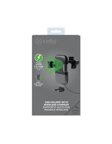 Celly GRAVITYCHARGE Caricabatterie per dispositivi mobili Smartphone Nero Carica wireless Auto