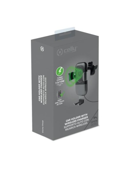 Celly GRAVITYCHARGE Caricabatterie per dispositivi mobili Smartphone Nero Carica wireless Auto