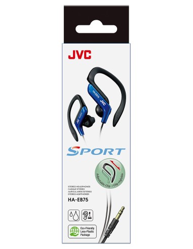 JVC HA-EB75 Cuffie Cablato A clip, In-ear Sport Nero, Blu