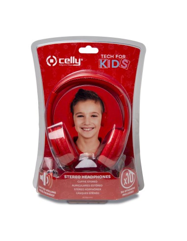 Celly KidsBeat Cuffie Cablato A Padiglione Rosso