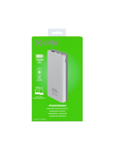 Celly PBDUAL10000WH batteria portatile Polimeri di litio (LiPo) 10000 mAh Bianco