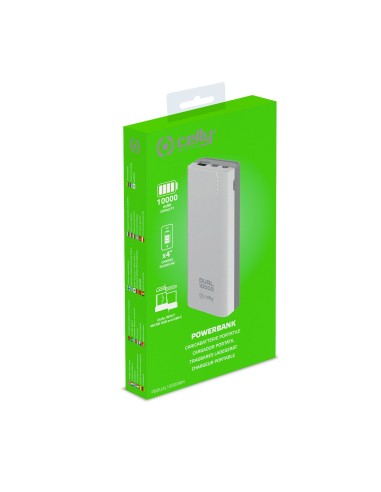 Celly PBDUAL10000WH batteria portatile Polimeri di litio (LiPo) 10000 mAh Bianco