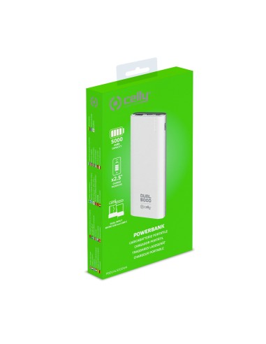 Celly PBDUAL5000WH batteria portatile Polimeri di litio (LiPo) 5000 mAh Bianco