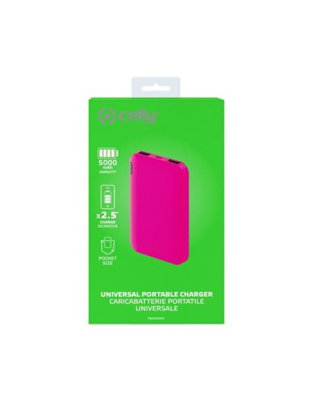 Celly PBE5000 Ioni di Litio 5000 mAh Carica wireless Rosa