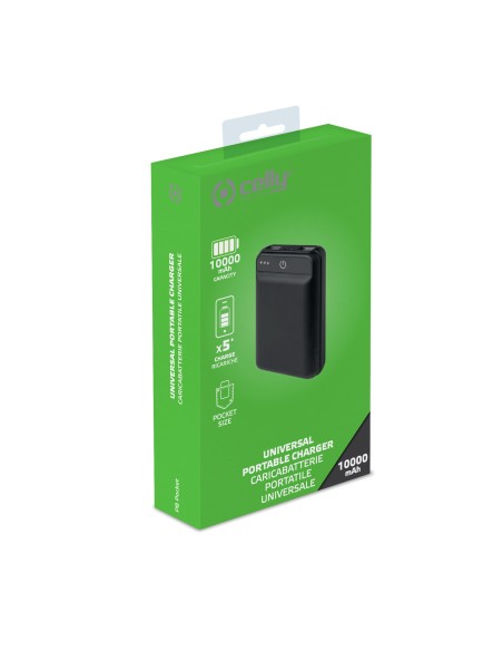 Celly PBPOCKET10000BK batteria portatile Polimeri di litio (LiPo) 10000 mAh Nero