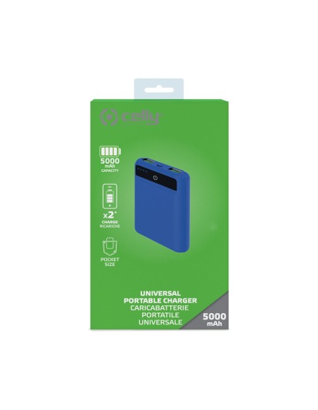 Celly PBPOCKET5000BL batteria portatile Polimeri di litio (LiPo) 5000 mAh Blu
