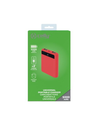 Celly PBPOCKET5000RD batteria portatile Polimeri di litio (LiPo) 5000 mAh Rosso