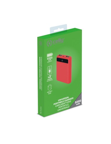 Celly PBPOCKET5000RD batteria portatile Polimeri di litio (LiPo) 5000 mAh Rosso