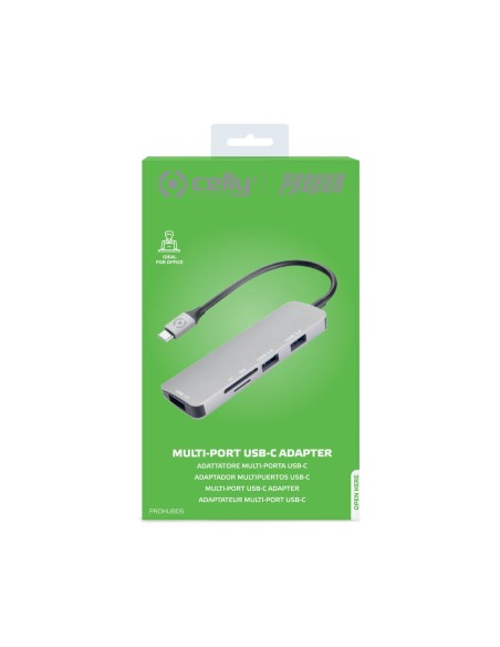Celly Prohub USB 3.2 Gen 1 (3.1 Gen 1) Type-C Argento