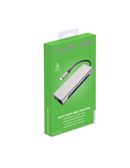 Celly Prohub USB 3.2 Gen 1 (3.1 Gen 1) Type-C Argento