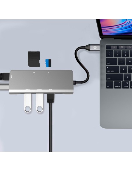 Celly Prohub USB 3.2 Gen 1 (3.1 Gen 1) Type-C Argento