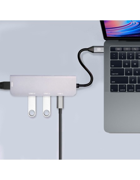 Celly Prohub USB 3.2 Gen 1 (3.1 Gen 1) Type-C Argento