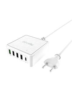 Celly PSUSBC60WWH Caricabatterie per dispositivi mobili Universale Bianco AC Ricarica rapida Interno