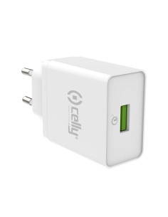 Celly TCUSBQC30WH Caricabatterie per dispositivi mobili Universale Bianco AC Ricarica rapida Interno