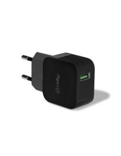 Celly TCUSBTURBOBK Caricabatterie per dispositivi mobili Smartphone, Tablet Nero AC Interno