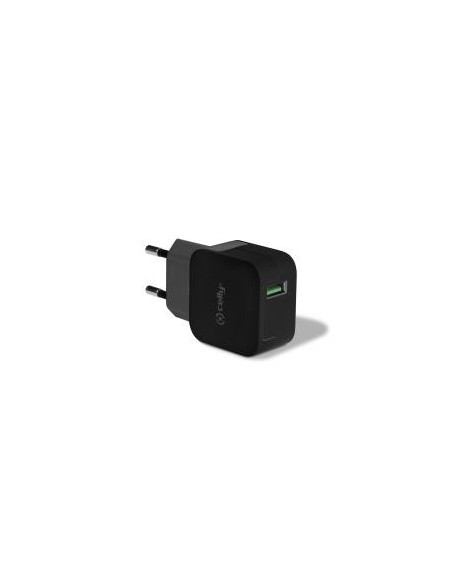 Celly TCUSBTURBOBK Caricabatterie per dispositivi mobili Smartphone, Tablet Nero AC Interno