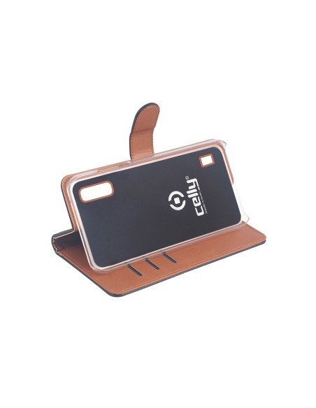Celly Wally custodia per cellulare 15,8 cm (6.2") Custodia a libro Nero, Marrone