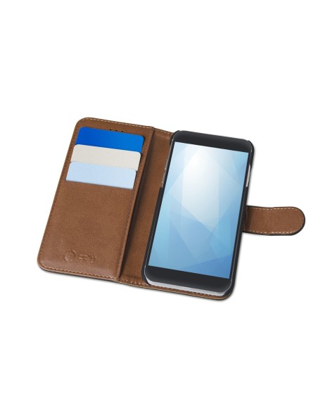 Celly WALLY844 custodia per cellulare 15,6 cm (6.15") Custodia a borsellino Nero, Marrone