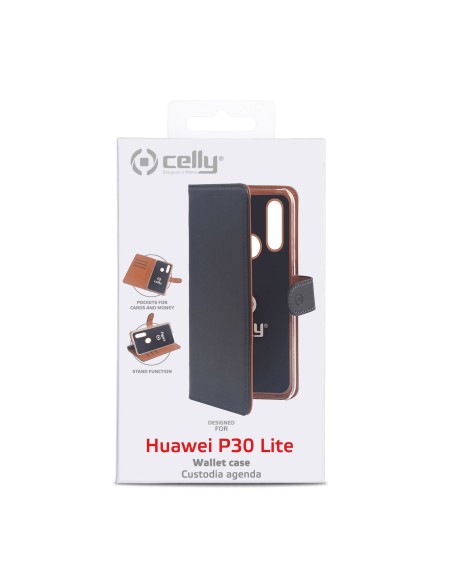 Celly WALLY844 custodia per cellulare 15,6 cm (6.15") Custodia a borsellino Nero, Marrone