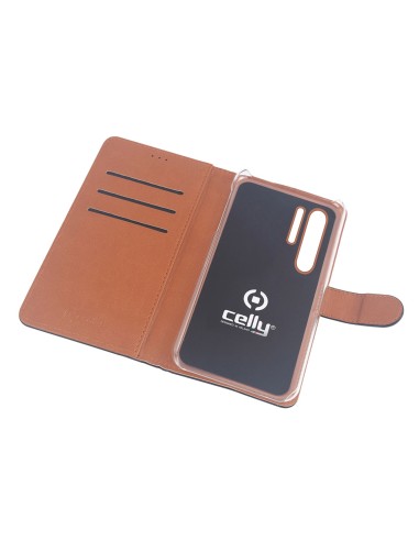 Celly WALLY846 custodia per cellulare 16,4 cm (6.47") Custodia a borsellino Nero, Marrone